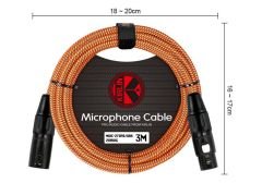 Kirlin MWC 270 PB 3 Mt / ORA Turuncu-Siyah Örgülü Mikrofon Kablosu