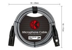 Kirlin MWC 270 PB 3 Mt / BKA Gri-Siyah Örgülü Mikrofon Kablosu