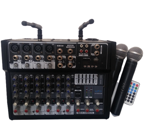 Lentus LNT 800 M 8 Kanal Çift El Kablosuz Mikrofonlu Power Mixer