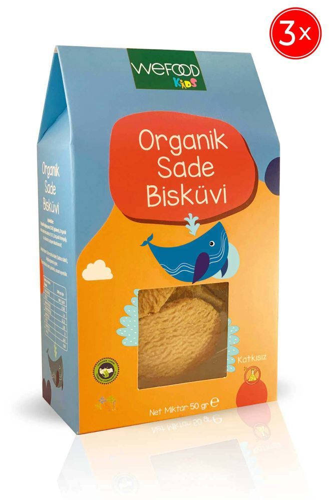 Wefood Kids Organik Sade Bisküvi 50g (Tereyağlı) (3 Adet)