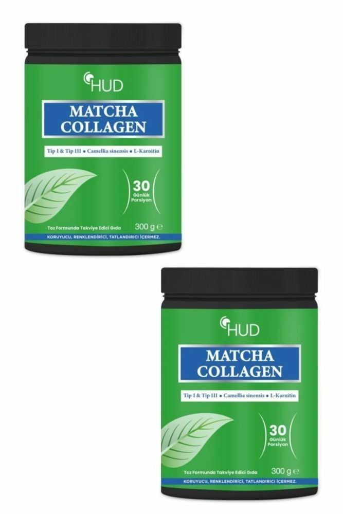 Hud Matcha Kolajen (Tip I Ve Tip III) ve Yeşil Çay Ekstresi 300g (30 Günlük Porsiyon) 2'li Set