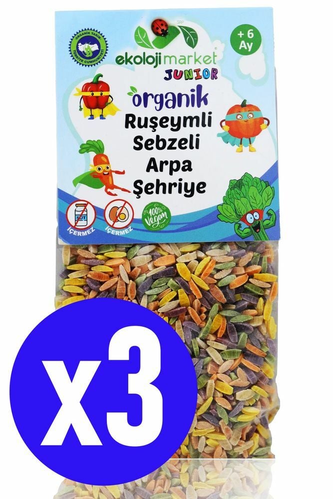 Ekoloji Market Organik Ruşeymli Sebzeli Bebek Makarnası Arpa Şehriye 250g (2 Adet) (Süt Ve Yumurta İçermez)