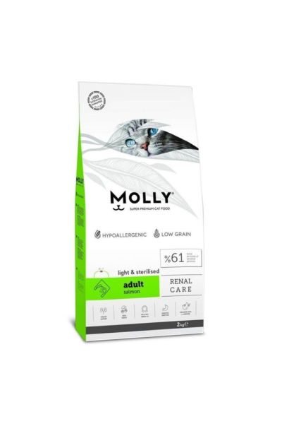 Molly Light Sterilized, 2 кг сухой корм для взрослых кошек с лососем