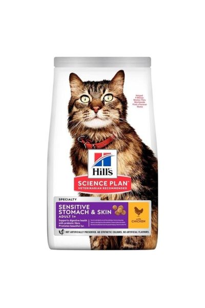 Hill's Adult Sensitive Stomach Skin Tavuklu 1.5 kg Hassas Yetişkin Kuru Kedi Maması