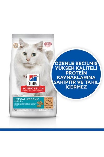 Hill's Hypo-Allergenic Yumurta ve Böcek Proteinli 1.5 kg Yetişkin Kedi Maması