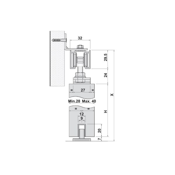Hafele Slide 50-P Ahşap Kayar Kapı Seti 50kg