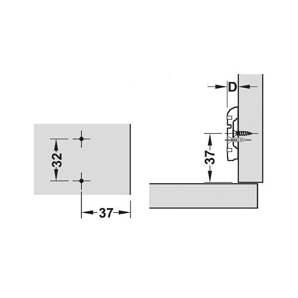 Hafele Metalla 110 H Taban 4 Delik Klipsli 0mm