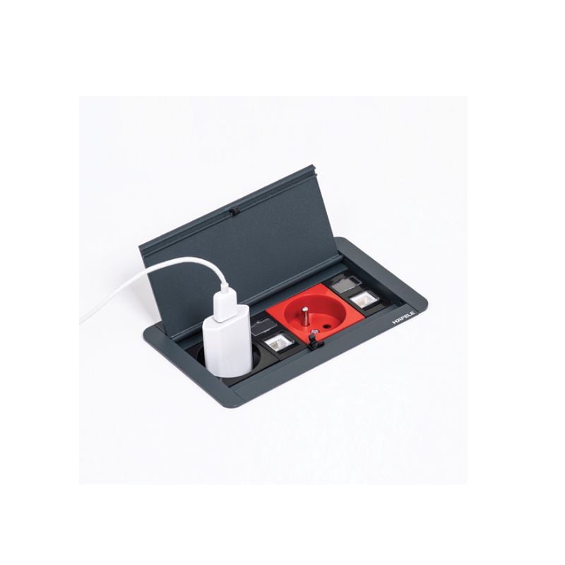 Hafele Odın Plus 1Priz, Ups, Cat6, Cat3 Antrasit Renk