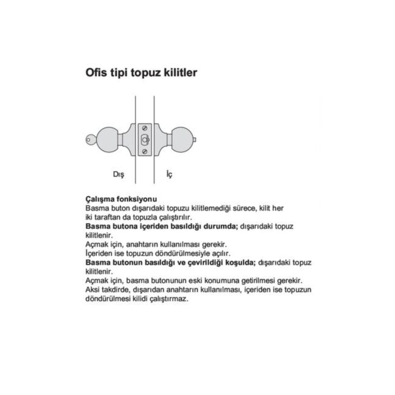 Hafele Topuz Kilit Seti Ofis Tipi P.Çelik Mat