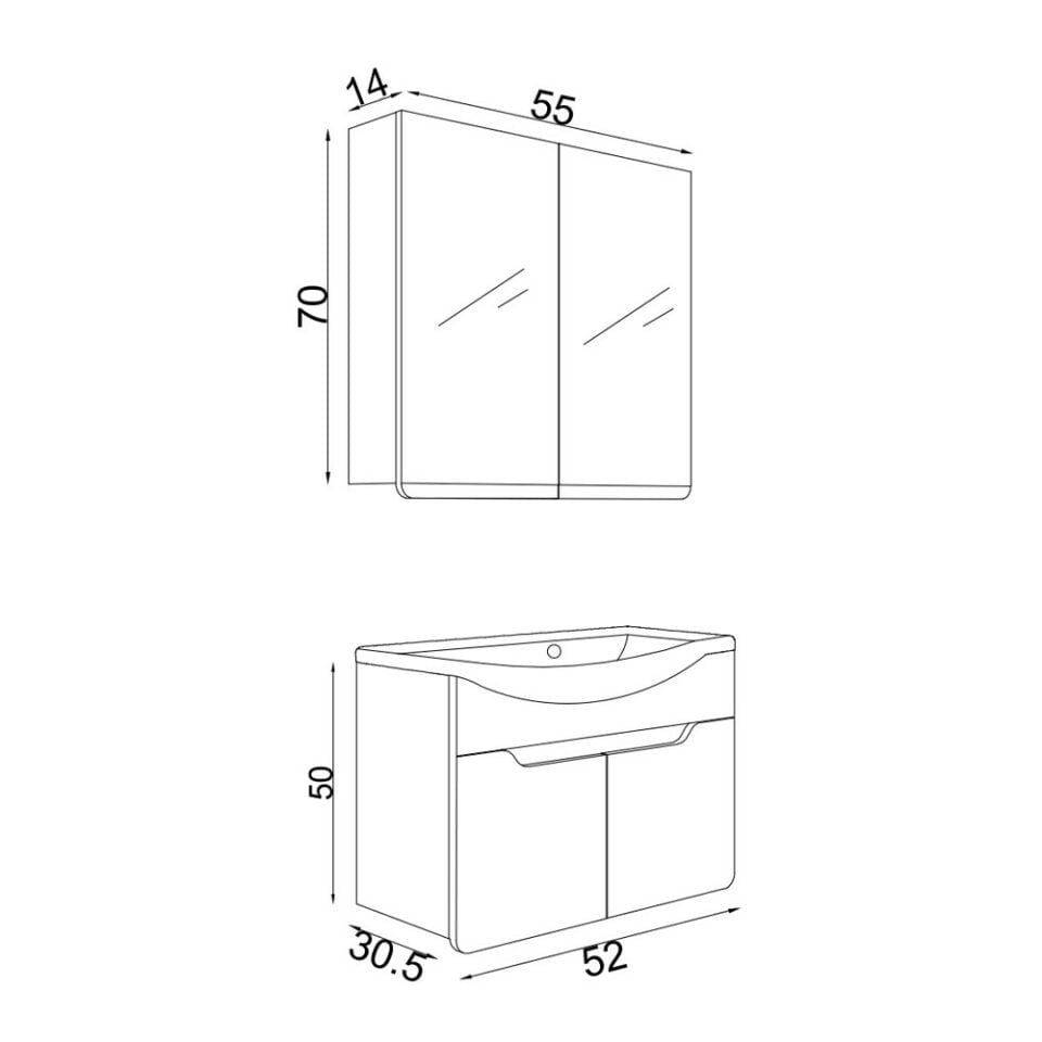 Teta Home Meksika 55cm Mdf Banyo Dolabı Seti