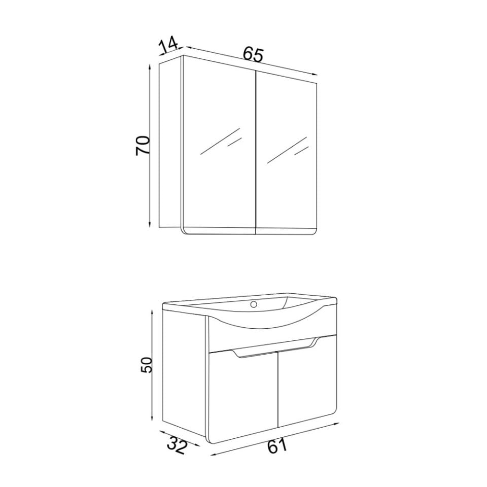Teta Home Meksika 65cm Mdf Banyo Dolabı Seti