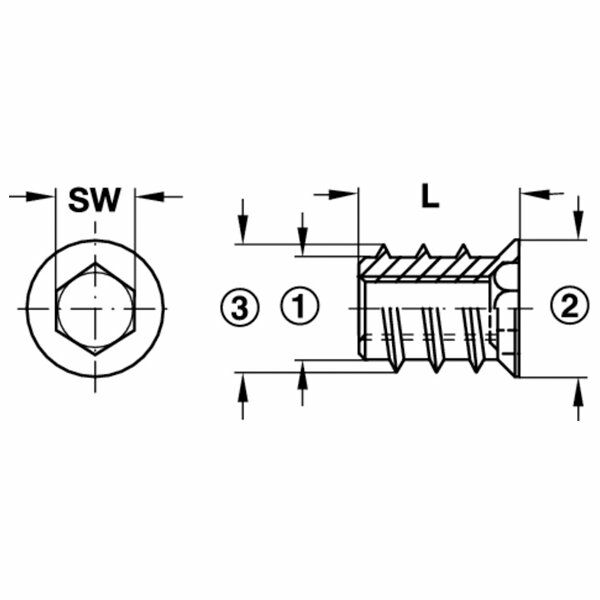 Hafele Havşa Başlı Çelik Dübel M8x15mm (100 adet), Sarı