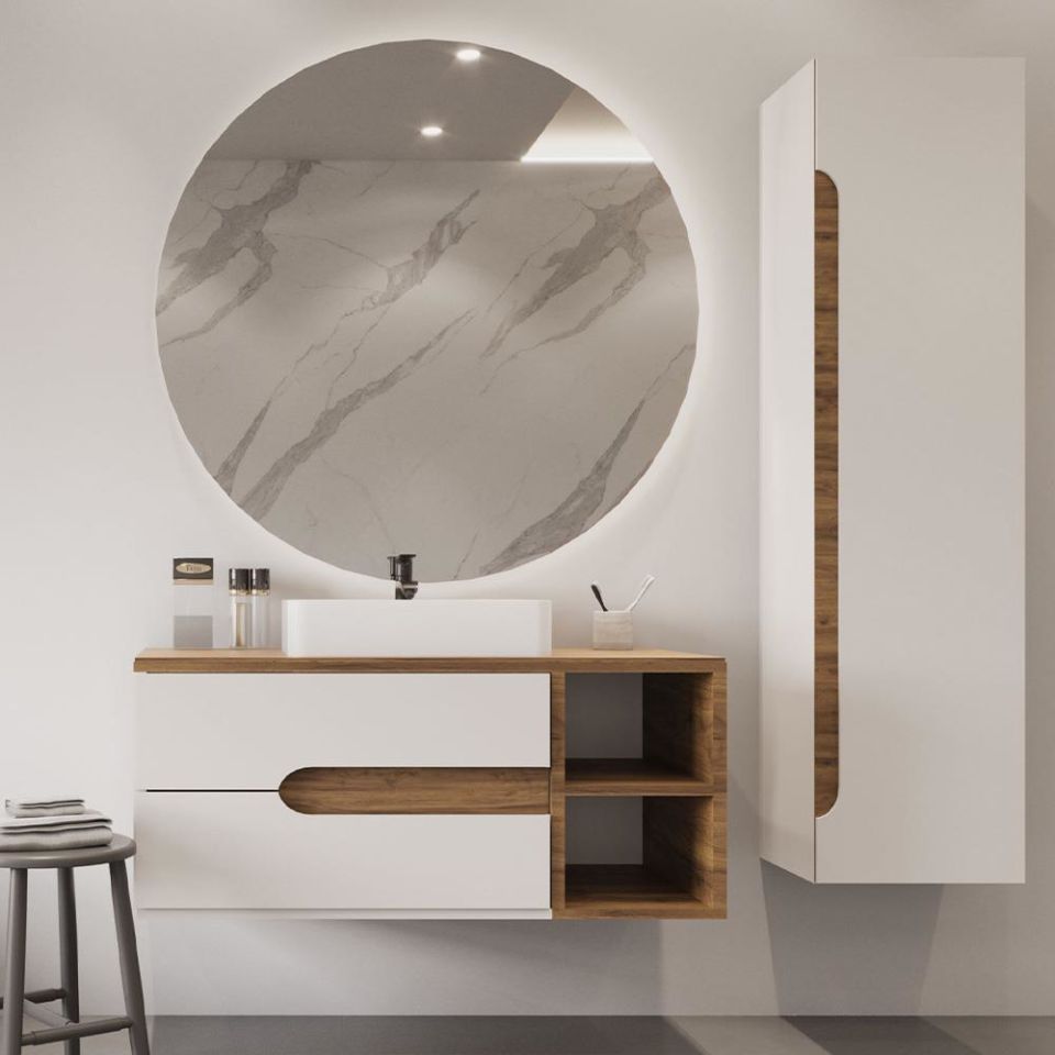 Teta Home Roza 100 cm MDF Banyo Dolabı Seti ve Boy Dolabı