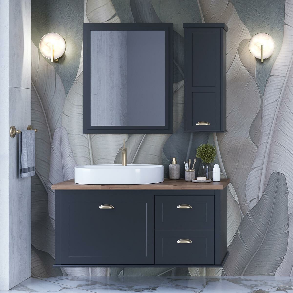 Teta Home Odessa 110 cm Lake Banyo Dolabı Seti ve Boy Dolabı
