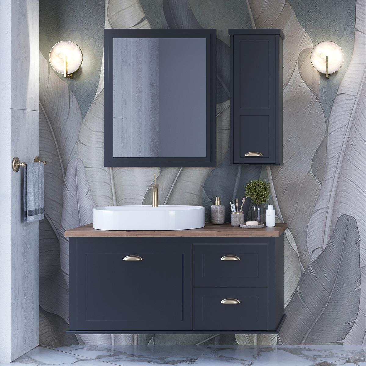 Teta Home Odessa 110 cm Lake Banyo Dolabı Seti ve Boy Dolabı