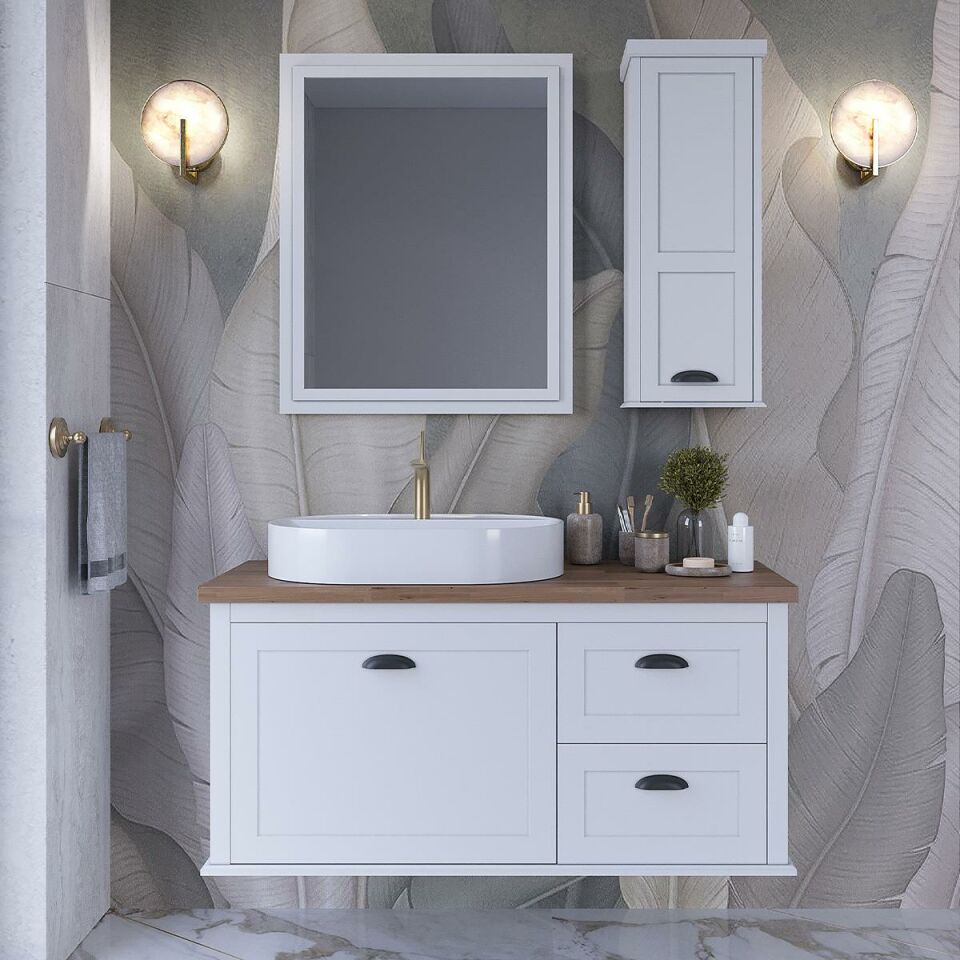 Teta Home Odessa 110 cm Lake Banyo Dolabı Seti ve Boy Dolabı