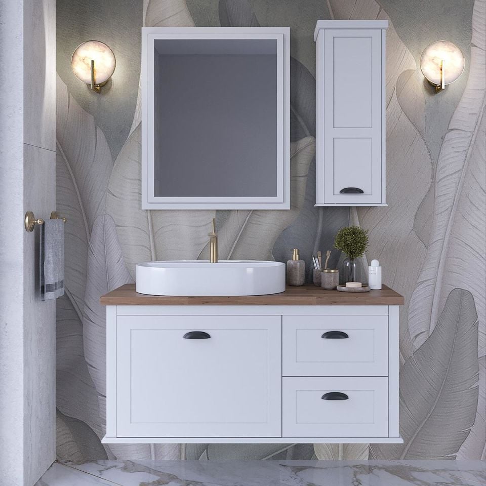 Teta Home Odessa 110 cm Lake Banyo Dolabı Seti ve Boy Dolabı