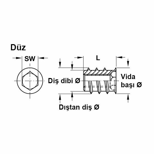 Hafele Dübel Zamak Galvaniz Havşa Başlı M8X15Mm