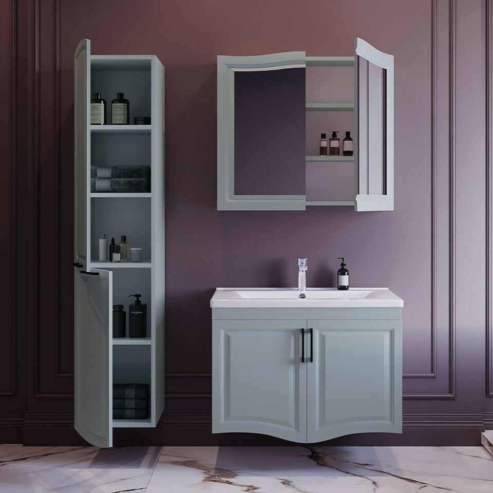 Teta Home Münih 100 cm Banyo Dolabı Seti ve Boy Dolabı