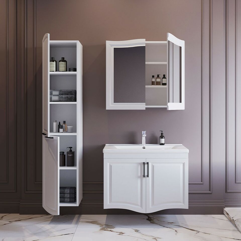 Teta Home Münih 80 cm Banyo Dolabı Seti ve Boy Dolabı