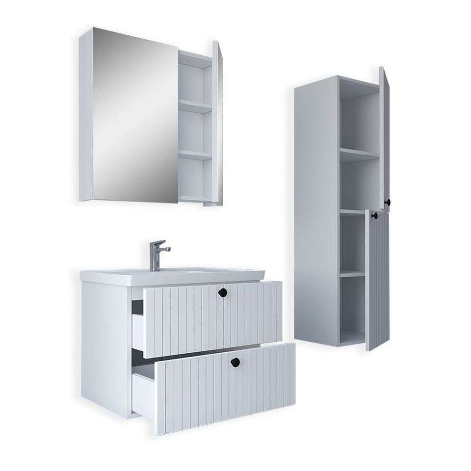 Teta Home Hanoi 80 cm MDF Banyo Dolabı Seti ve Boy Dolabı