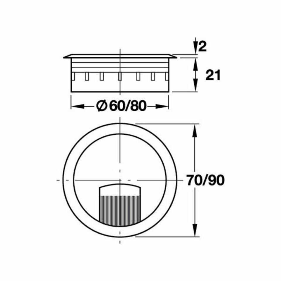 Hafele Cavo Plastik Fırçalı Kablo Kapağı Ø80mm, Mat Siyah Renk