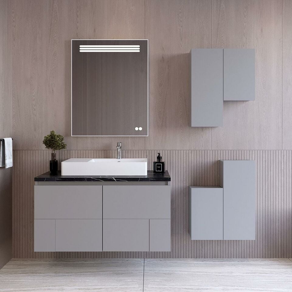 Teta Home Londra 90 cm Lake Banyo Dolabı Seti ve Boy Dolabı
