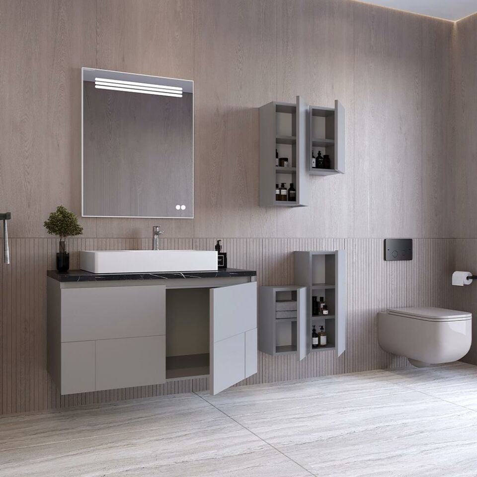 Teta Home Londra 90 cm Lake Banyo Dolabı Seti ve Boy Dolabı