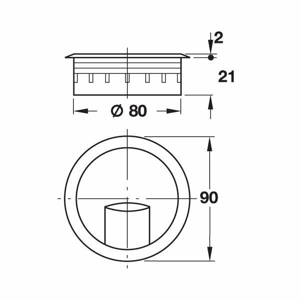 Hafele Kabel Plastik Kablo Kapağı Ø80mm, Paslanmaz Çelik Renk