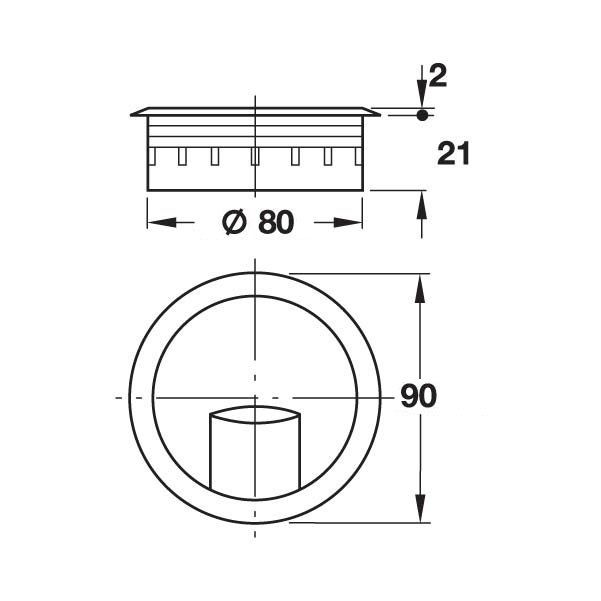 Hafele Kabel Plastik Kablo Kapağı Ø80mm, Açık Gri Renk