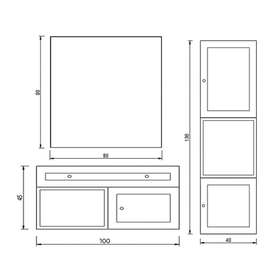 Teta Home Bükreş 100 cm MDF Banyo Dolabı Seti ve Boy Dolabı