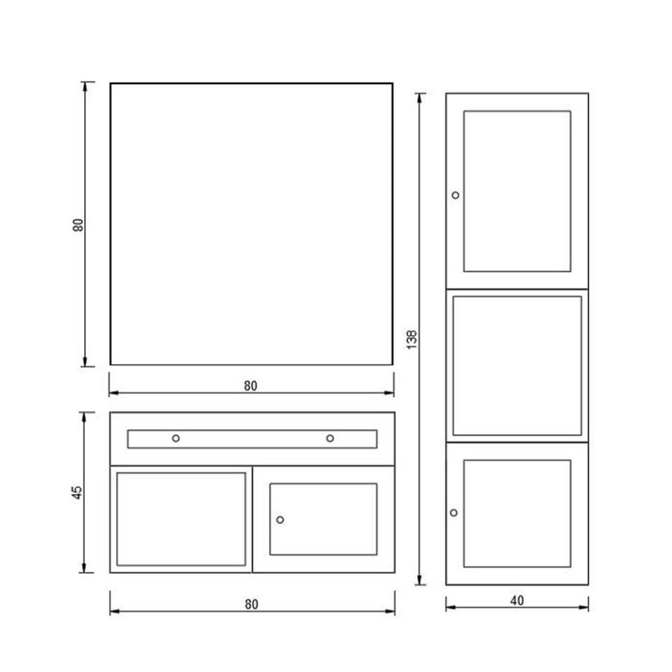 Teta Home Bükreş 80 cm MDF Banyo Dolabı Seti ve Boy Dolabı