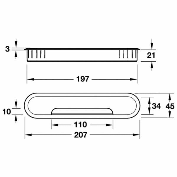 Hafele Elto Oval Kablo Kapağı 207mm, Siyah Renk