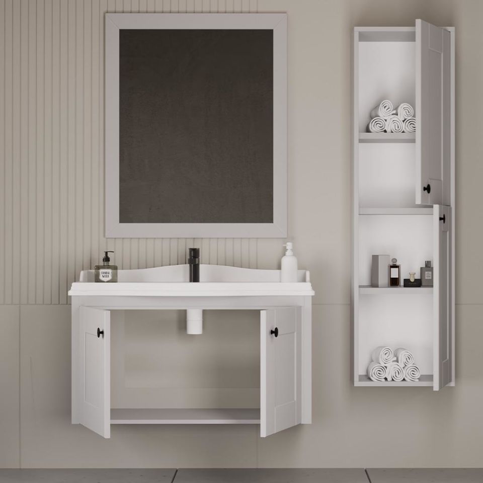 Teta Home Togo 100 cm MDF Banyo Dolabı Seti ve Boy Dolabı