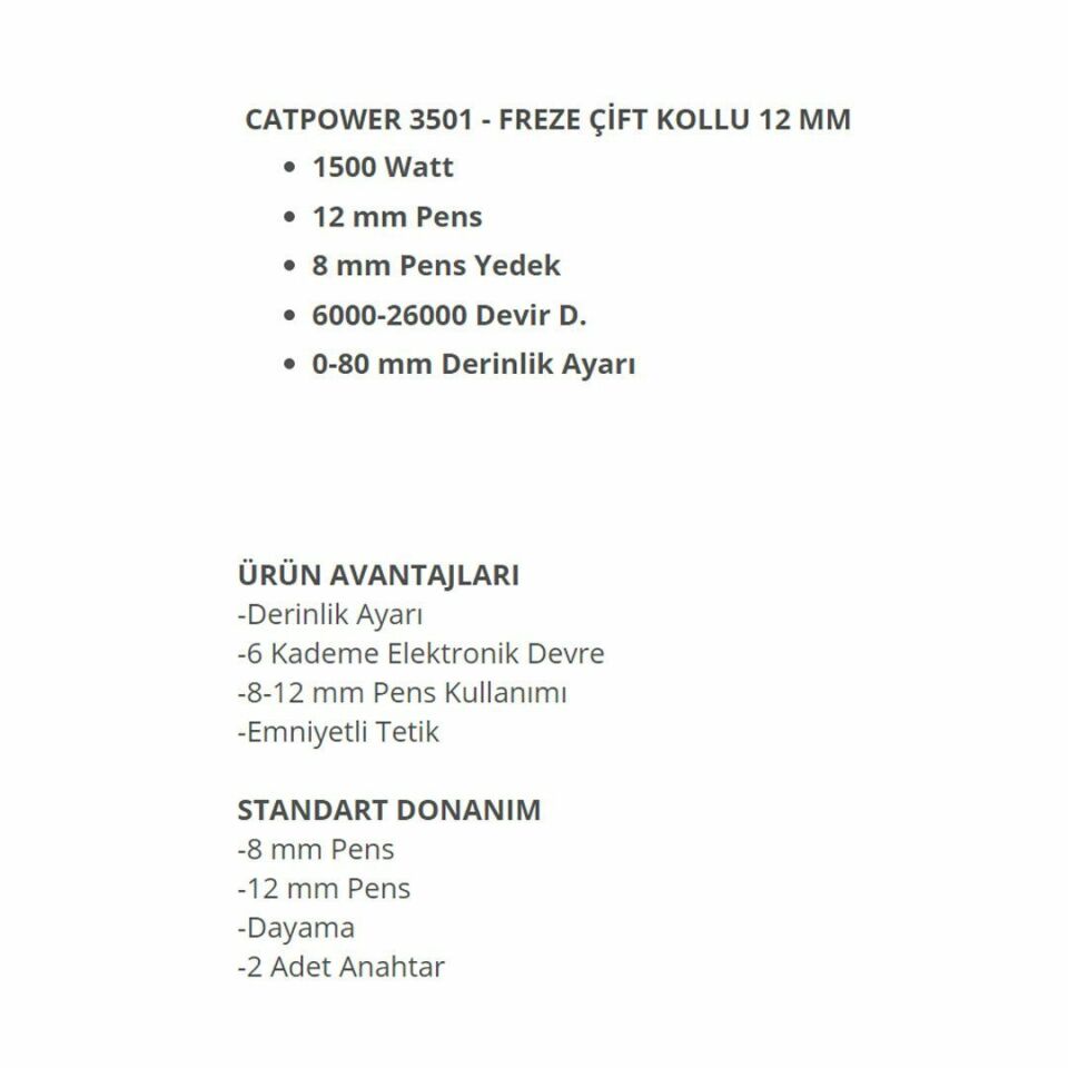 CatPower CAT 3501 Dik Freze 150 mm Tabanlı 450 W