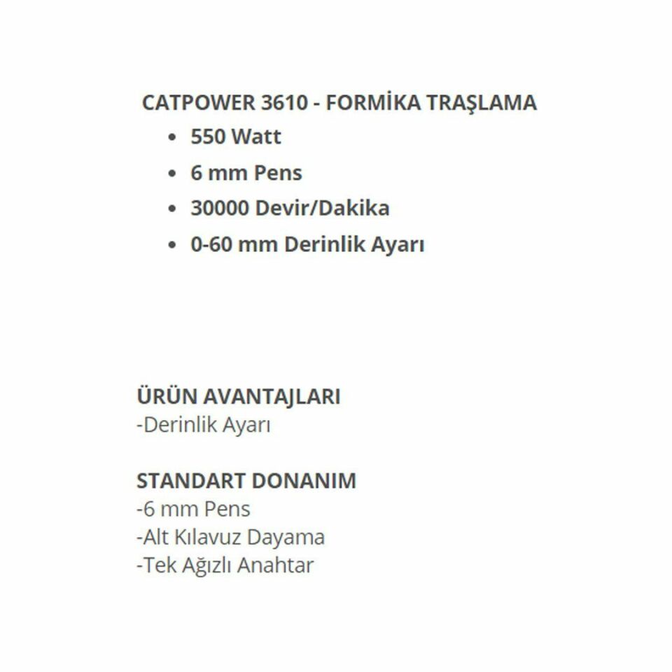 Catpower CAT 3610 Formika Traşlama Makinası 550 W