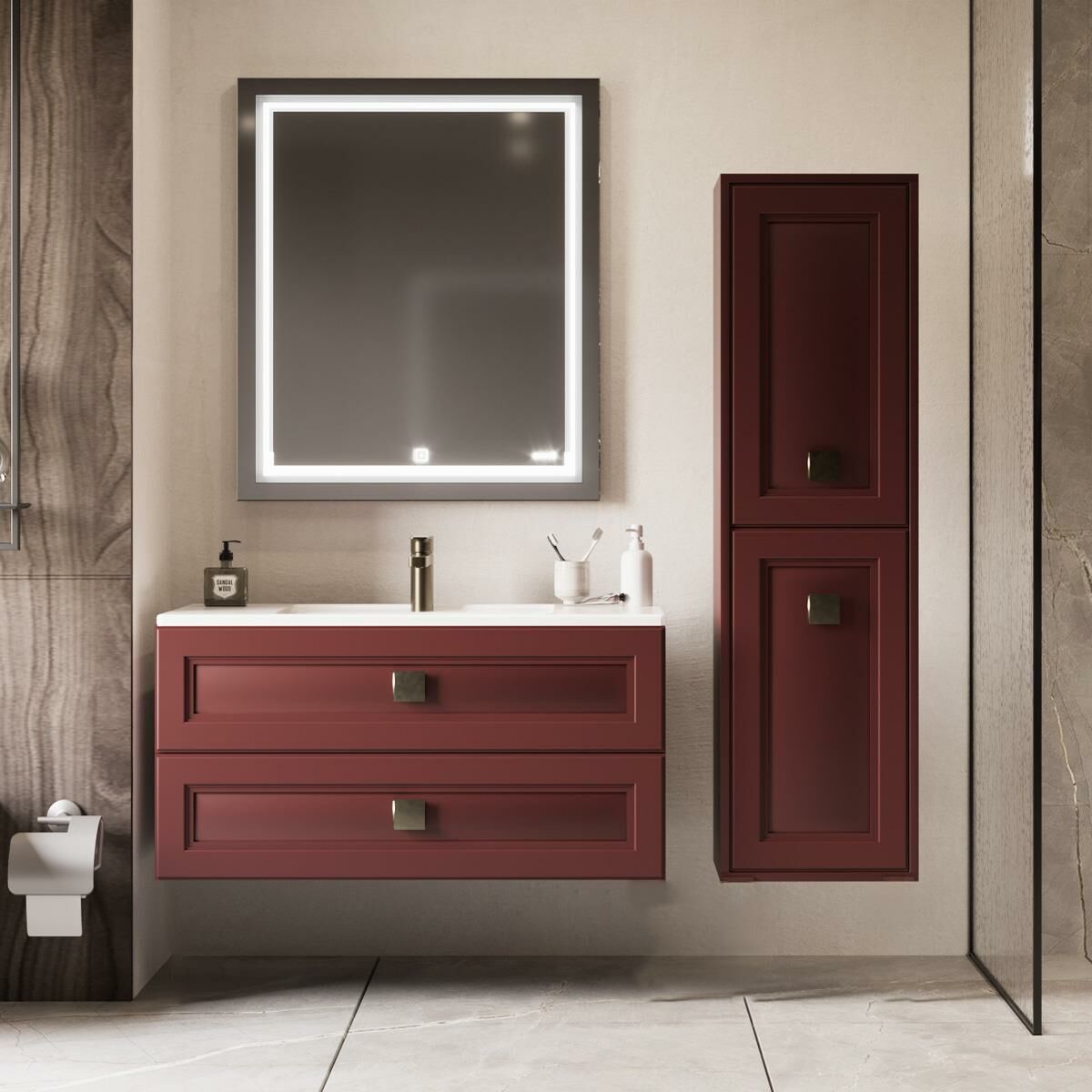 Teta Home Nepal 100 cm Lake Banyo Dolabı Seti ve Boy Dolabı