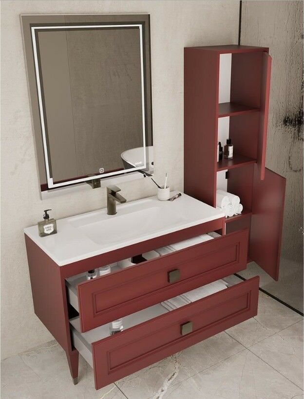 Teta Home Nepal 100 cm Lake Banyo Dolabı Seti ve Boy Dolabı