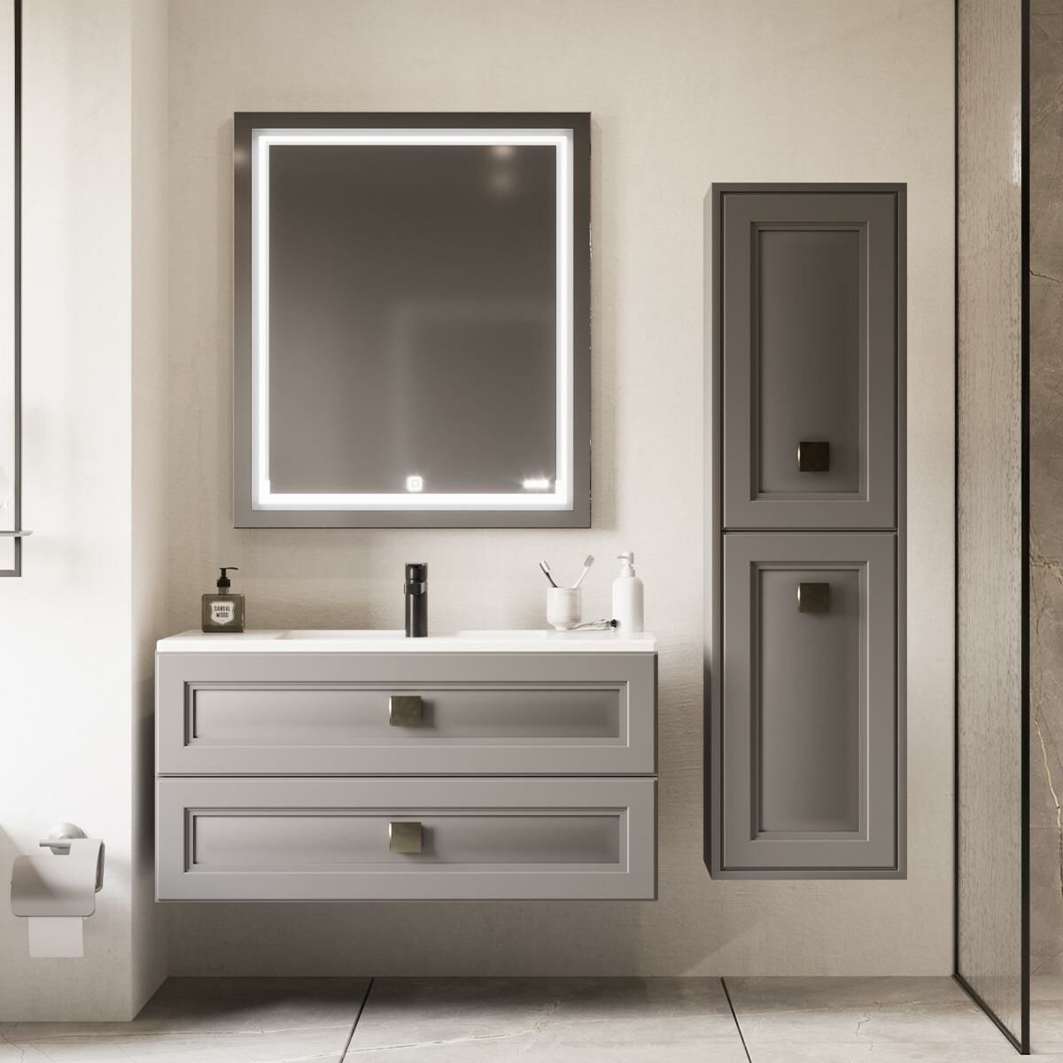 Teta Home Nepal 80 cm Lake Banyo Dolabı Seti ve Boy Dolabı