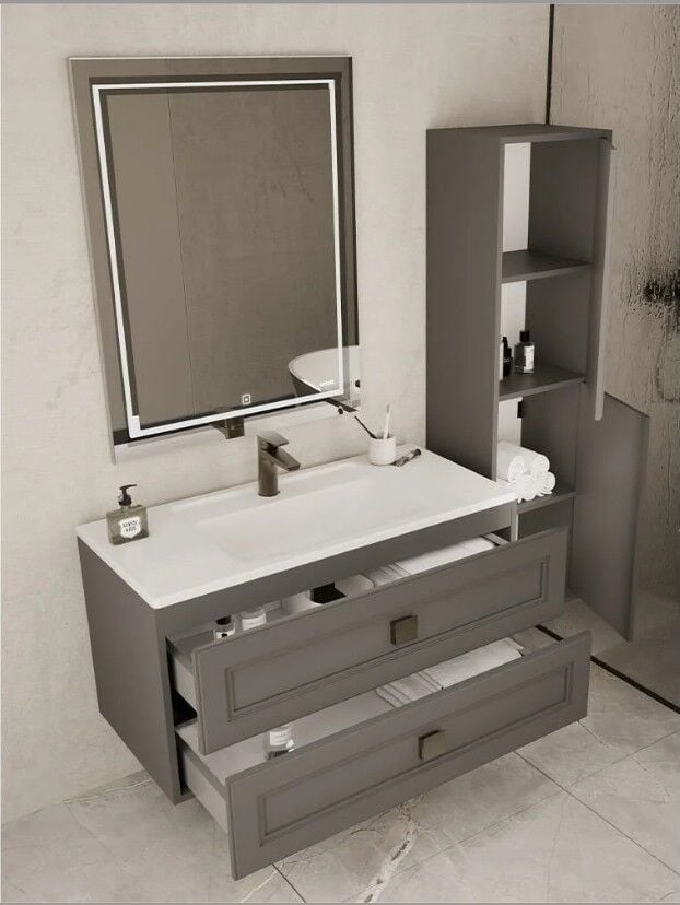 Teta Home Nepal 80 cm Lake Banyo Dolabı Seti ve Boy Dolabı