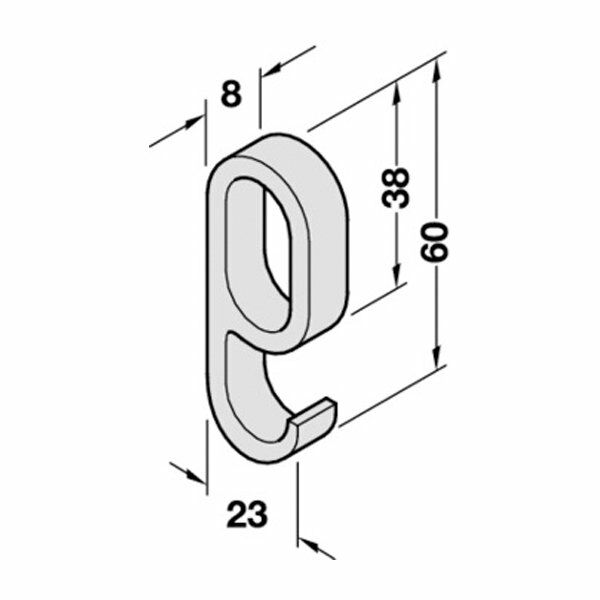 Hafele Askı Borusu Kancası, Siyah Renk (10 Adet)