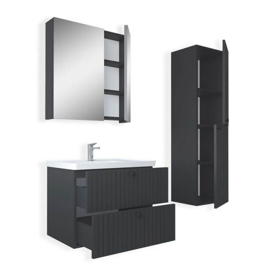 Teta Home Hanoi 65 cm MDF Banyo Dolabı Seti ve Boy Dolabı