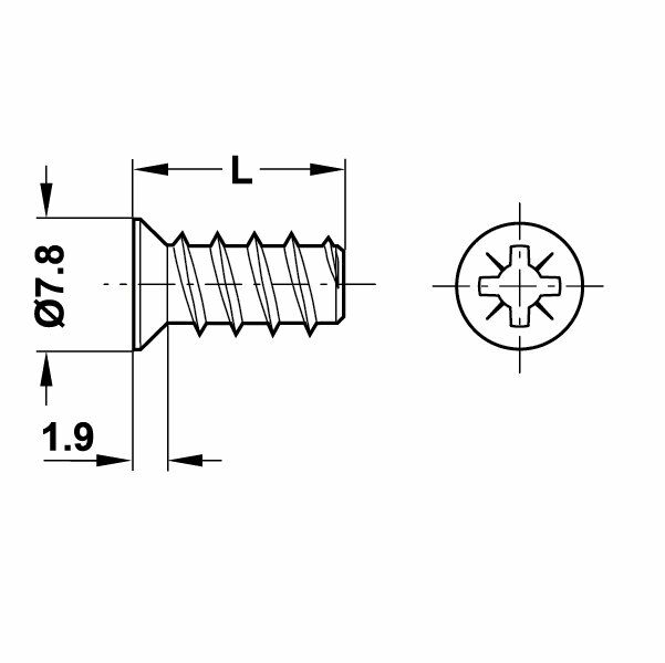 Hafele Varianta Havşa Başlı Vida 5/10,5 (100 Adet), Nikel Kaplama