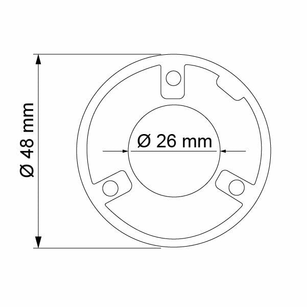 Hafele Yan Panele Monte Yuvarlak Flanş 26mm, Parlak Krom Renk