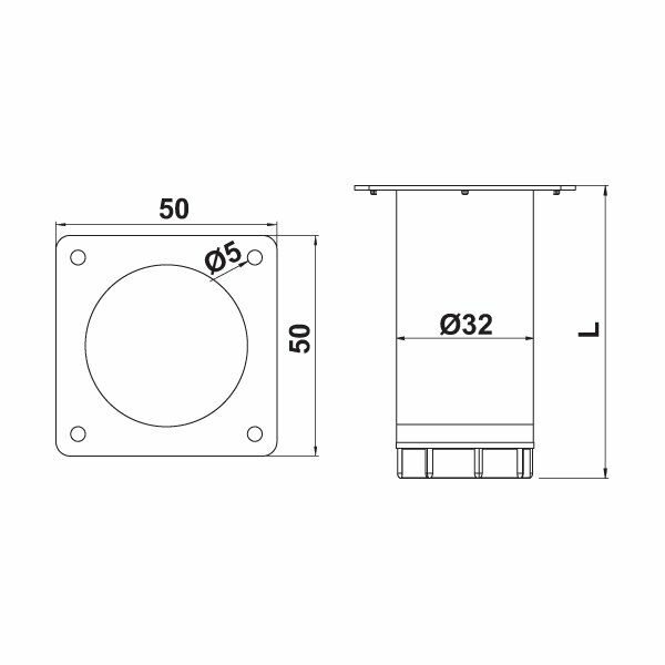 Hafele Mobilya Ayağı Dia 32 Ral9006 100mm Mat Siyah Renk