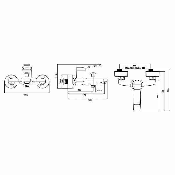 Hafele Banyo Bataryası Elegant Duvara Monte Parlak Krom
