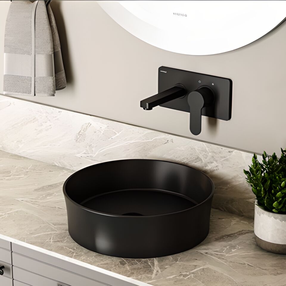 Hafele Ankastre Lavabo Bataryası Rio Sıva Üstü Grubu Mat Siyah.