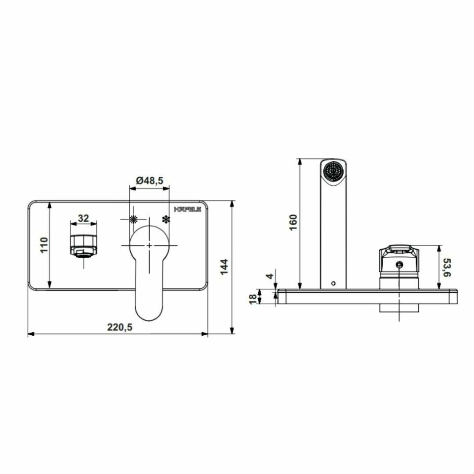 Hafele Ankastre Lavabo Bataryası Rio Sıva Üstü Grubu Mat Siyah.