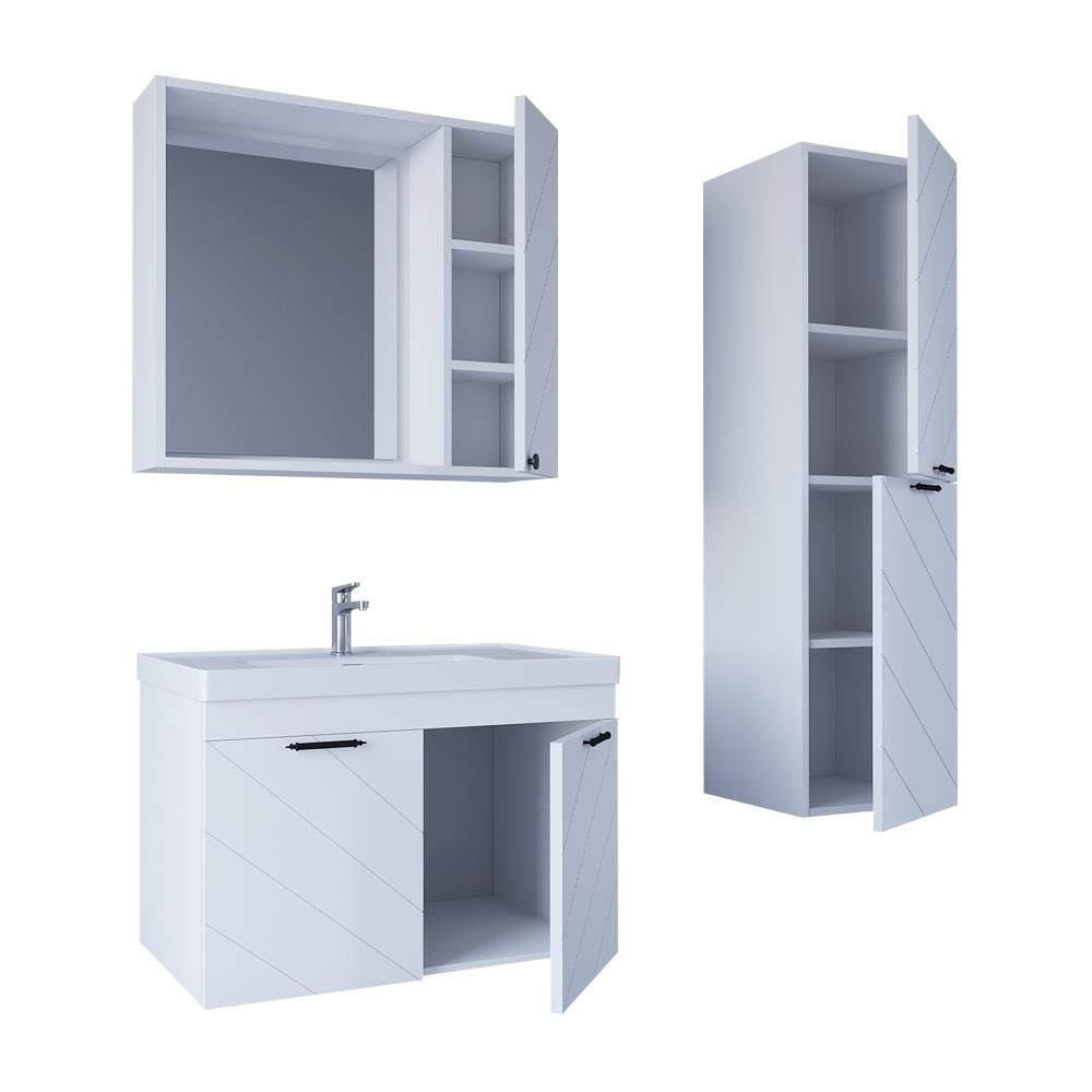 Teta Home Atina 80 cm Lake Banyo Dolabı Seti ve Boy Dolabı