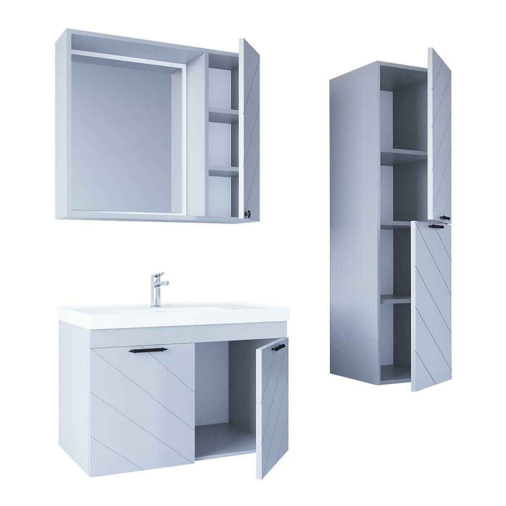 Teta Home Atina 65 cm Lake Banyo Dolabı Seti ve Boy Dolabı